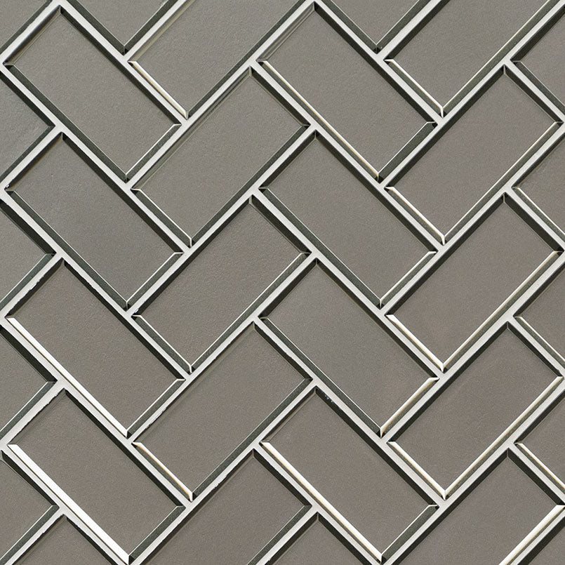 CHAMPAGNE BEVEL HERRINGBONE 8MM GLOSSY  - 2x4