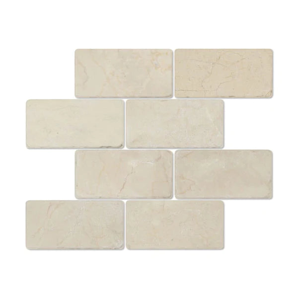 Tumbled Crema Marfil Marble.