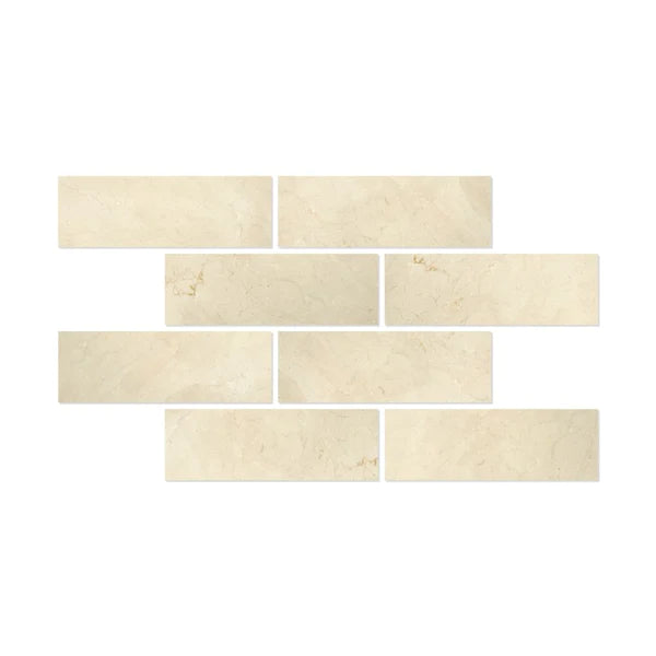 Crema Marfil Beveled Honed Marble Tiles.