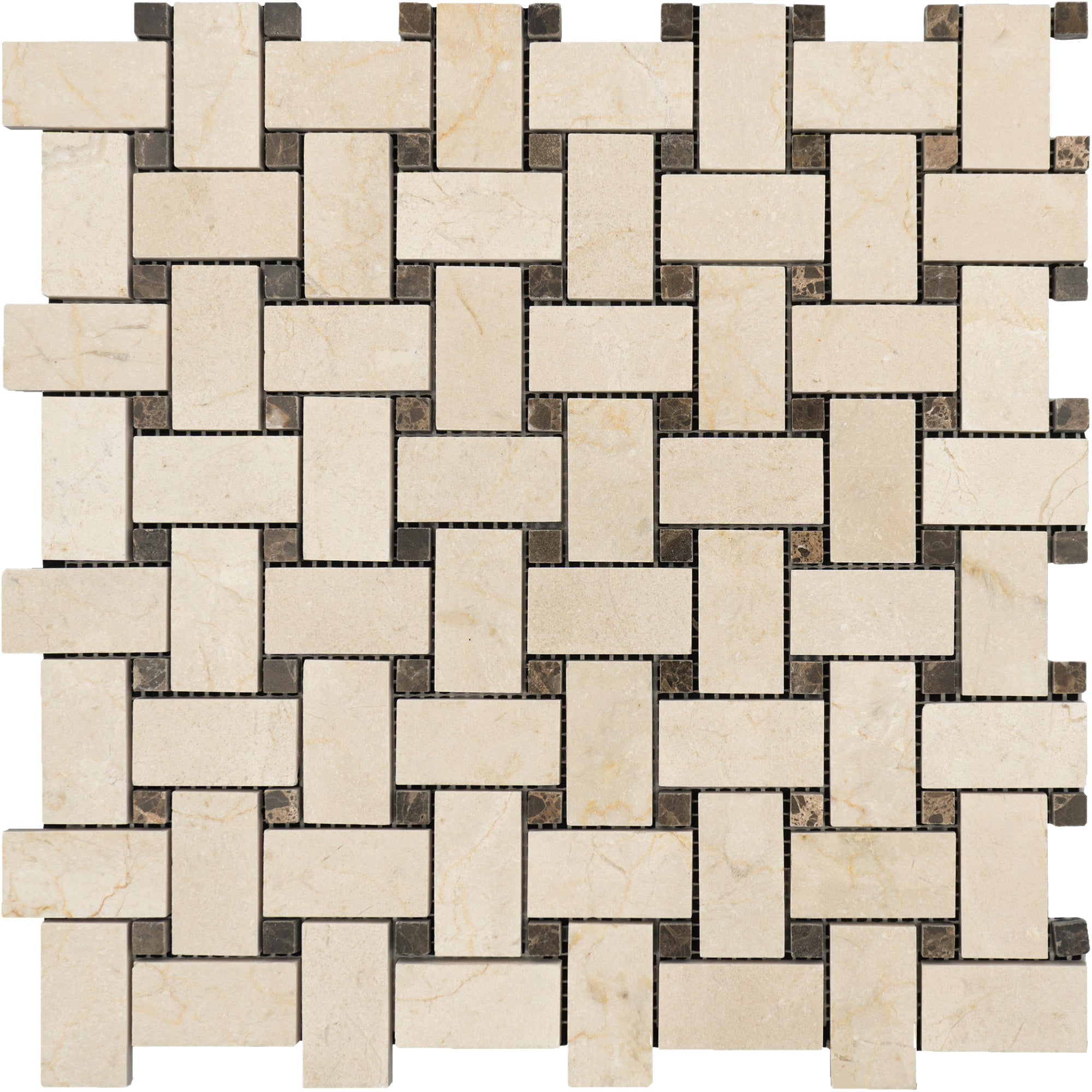 Crema Marfil Marble with Emperador Mosaic Tile