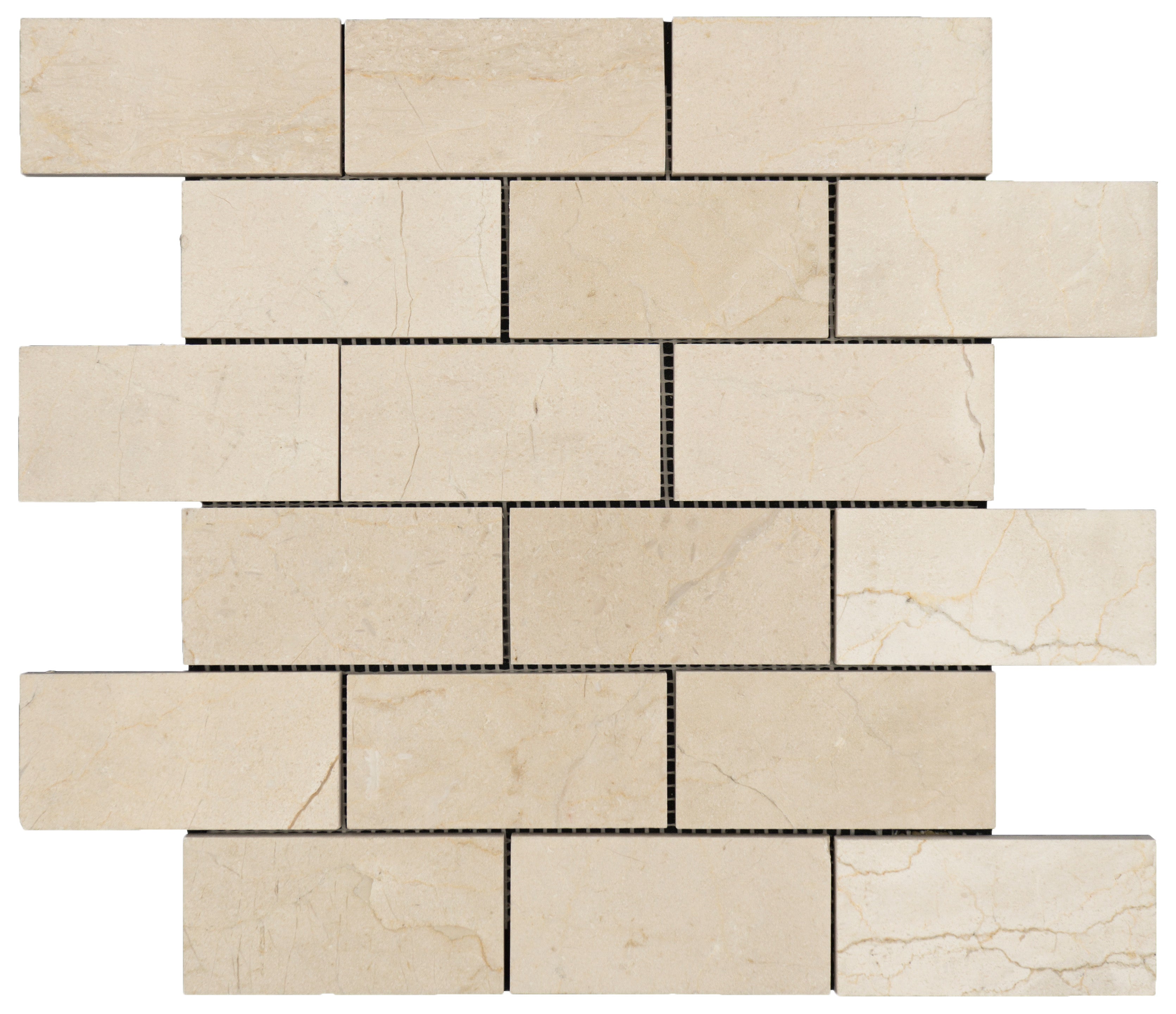 Crema Marfil Polished Brick Mosaic Marble.