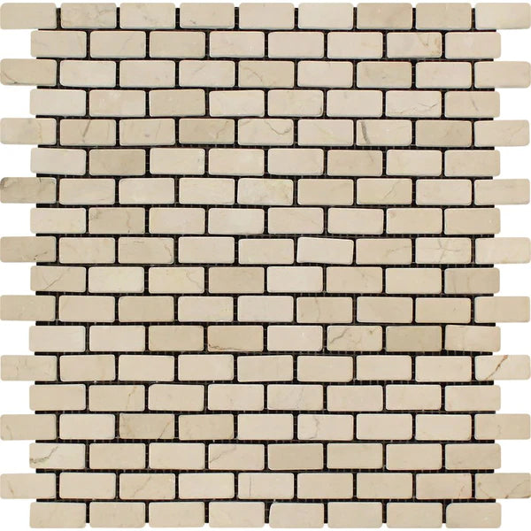 Crema Marfil Brick Mosaic Tiles.