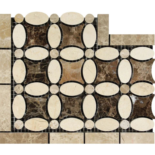 Emperador Dark Marble Florida Flower Tiles.