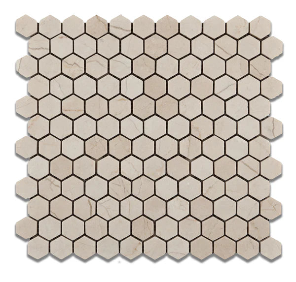 Crema Marfil Marble Hexagon 1 Inch Mosaic Tile