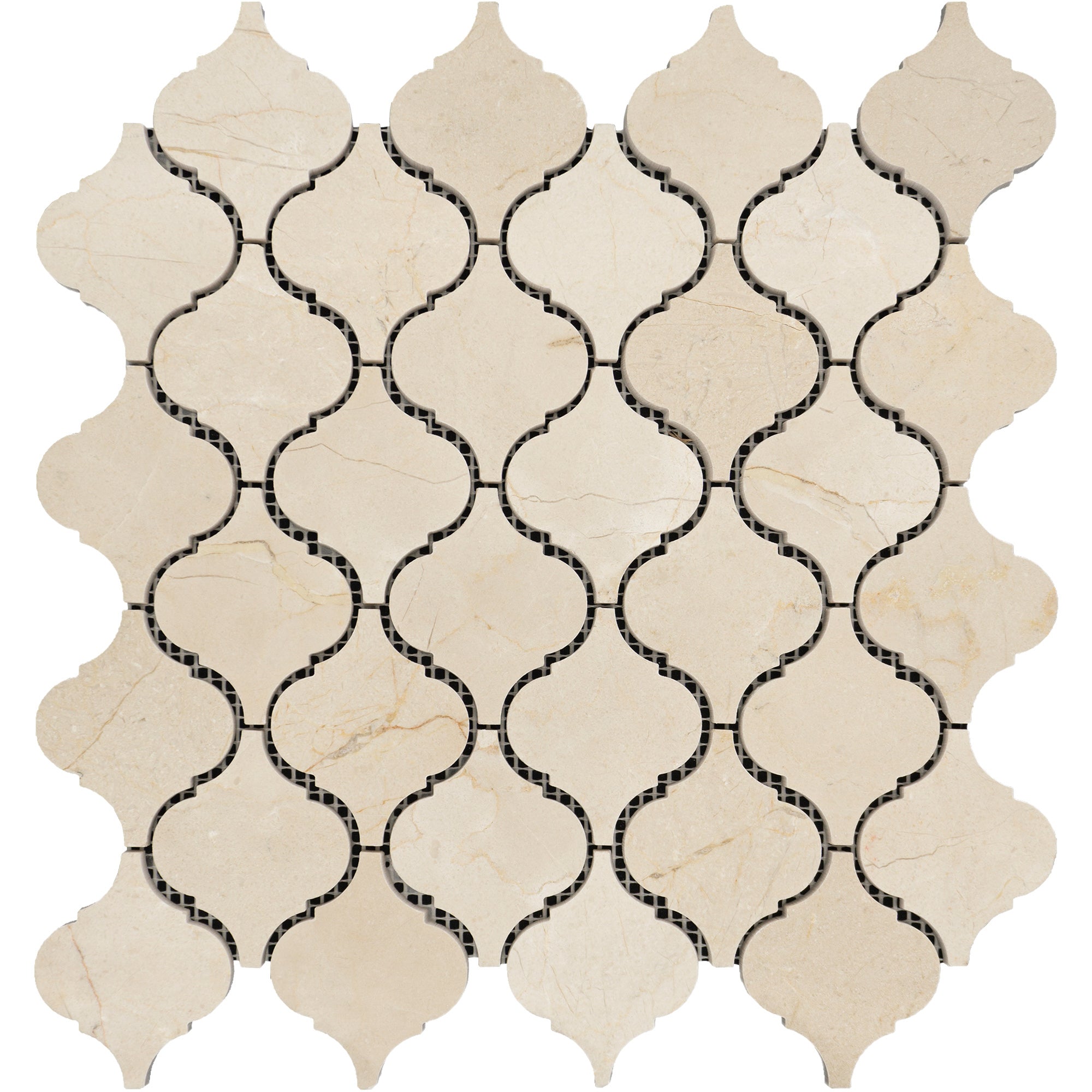 Crema Marfil Arabesque Lantern Mosaic Marble.