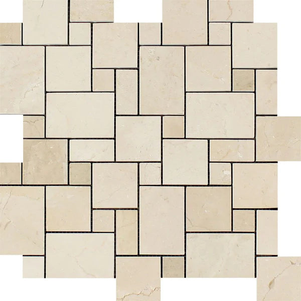 Crema Marfil Micro Mini Pattern Tiles.