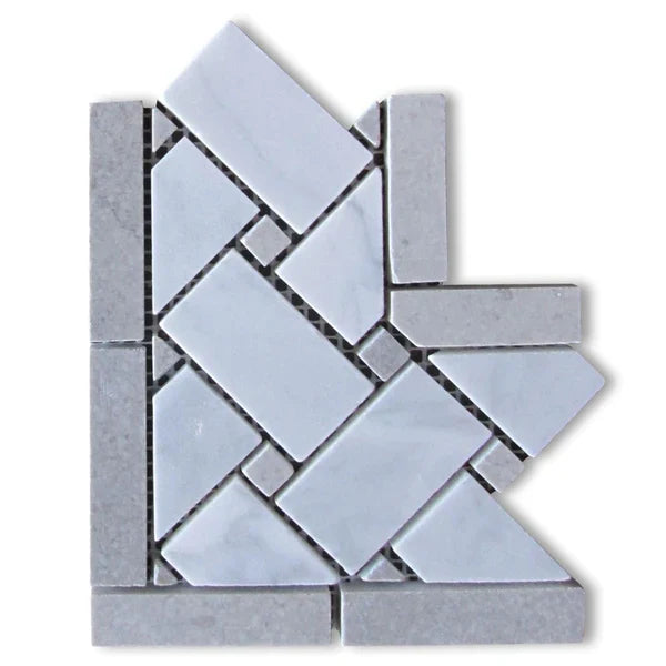 Carrara White Marble Basketweave with Grey Dot Tile