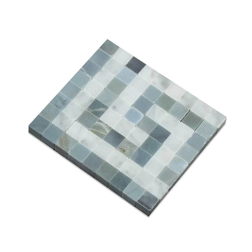 Carrara White Blue Gray Greek Key Marble.