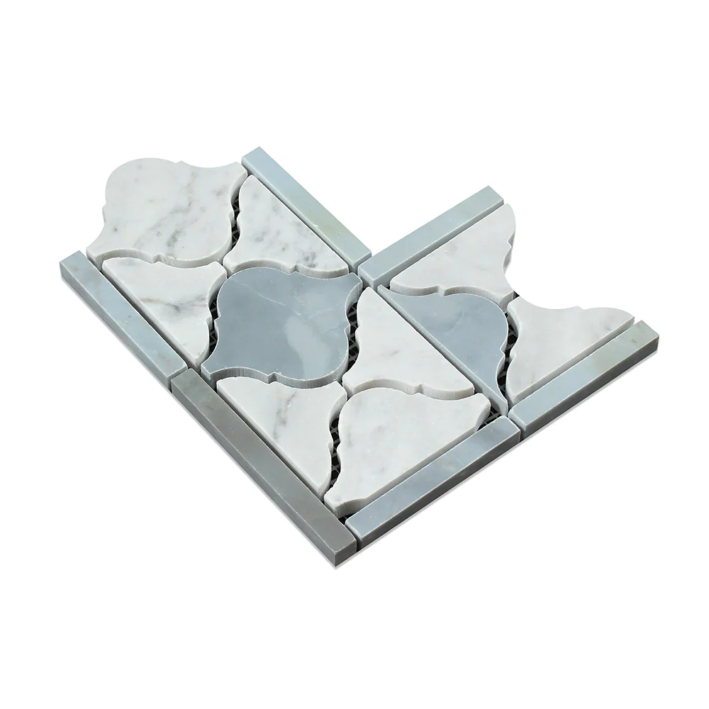 Carrara White Marble Luxury Lantern with Grey Tile