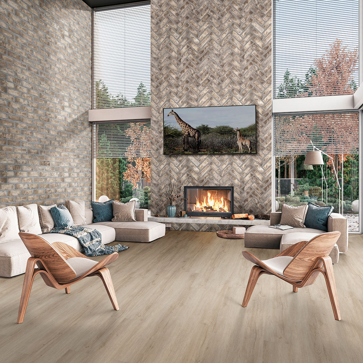 DOVERTON GRAY CLAY BRICK HERRINGBONE 2.25X7.5X0.5 NATURAL  - 2.25x10.75