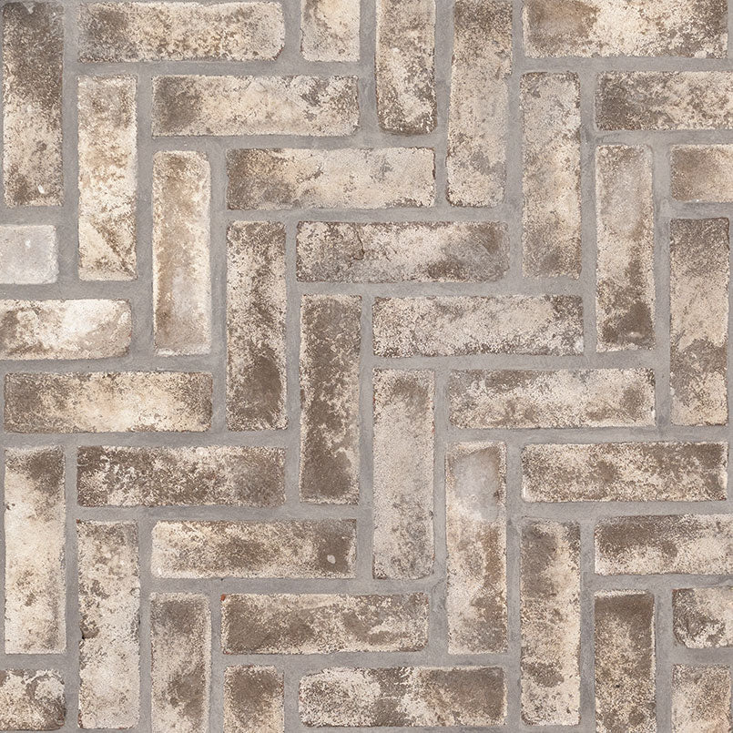 DOVERTON GRAY CLAY BRICK HERRINGBONE 2.25X7.5X0.5 NATURAL  - 2.25x10.75