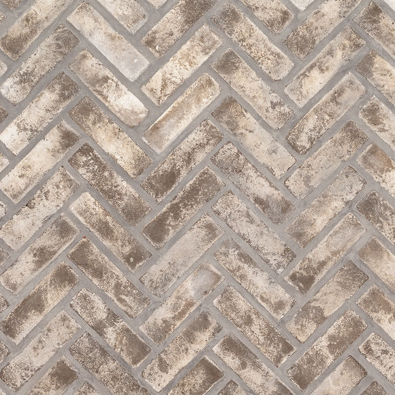 DOVERTON GRAY CLAY BRICK HERRINGBONE 2.25X7.5X0.5 NATURAL  - 2.25x10.75