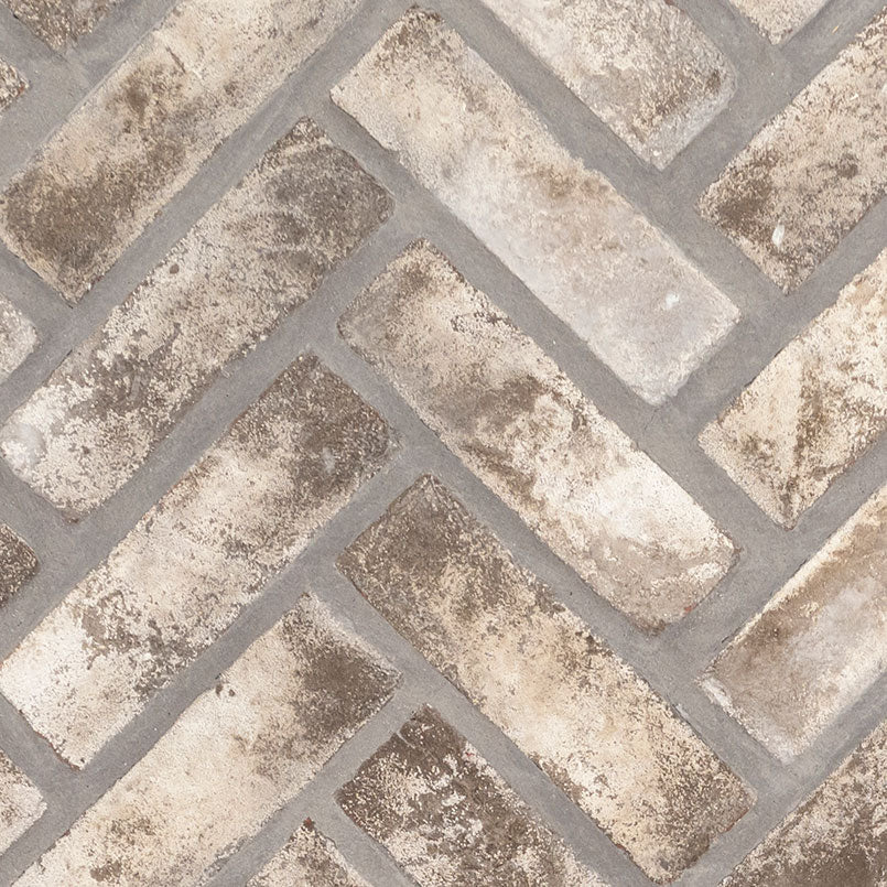 DOVERTON GRAY CLAY BRICK HERRINGBONE 2.25X7.5X0.5 NATURAL  - 2.25x10.75