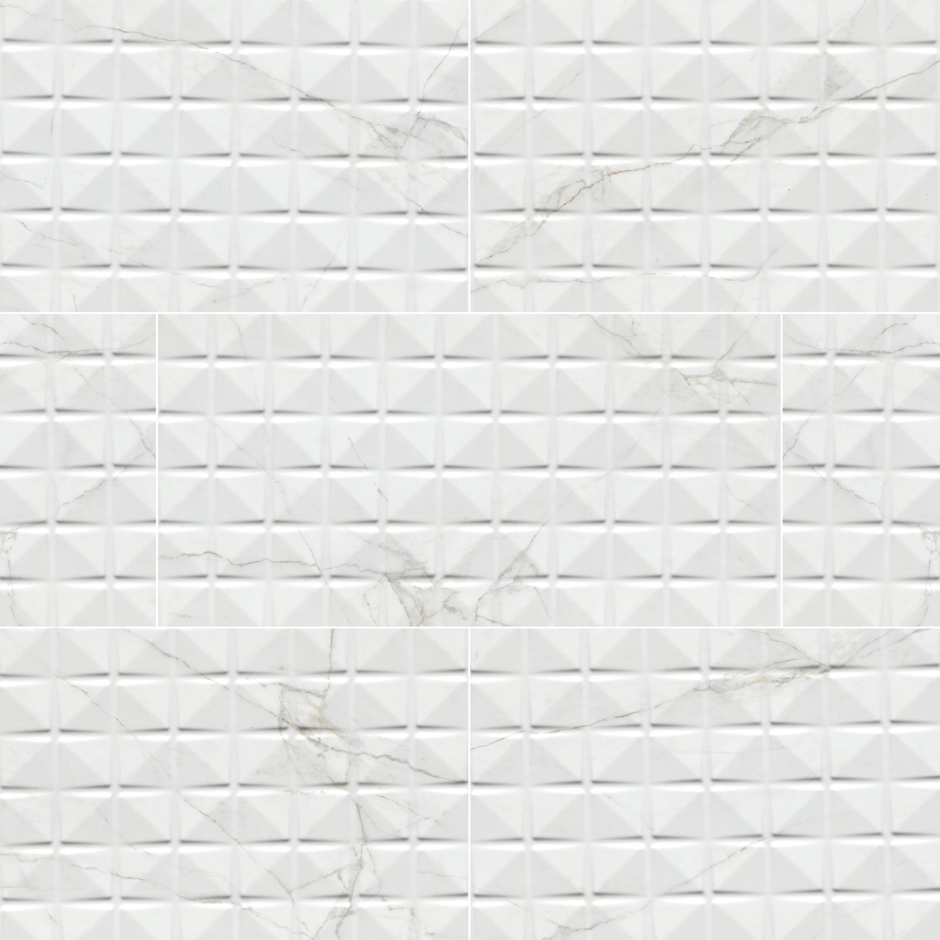 Dymo Calacatta White Chex Glossy 12x24 Ceramic Wall Tiles