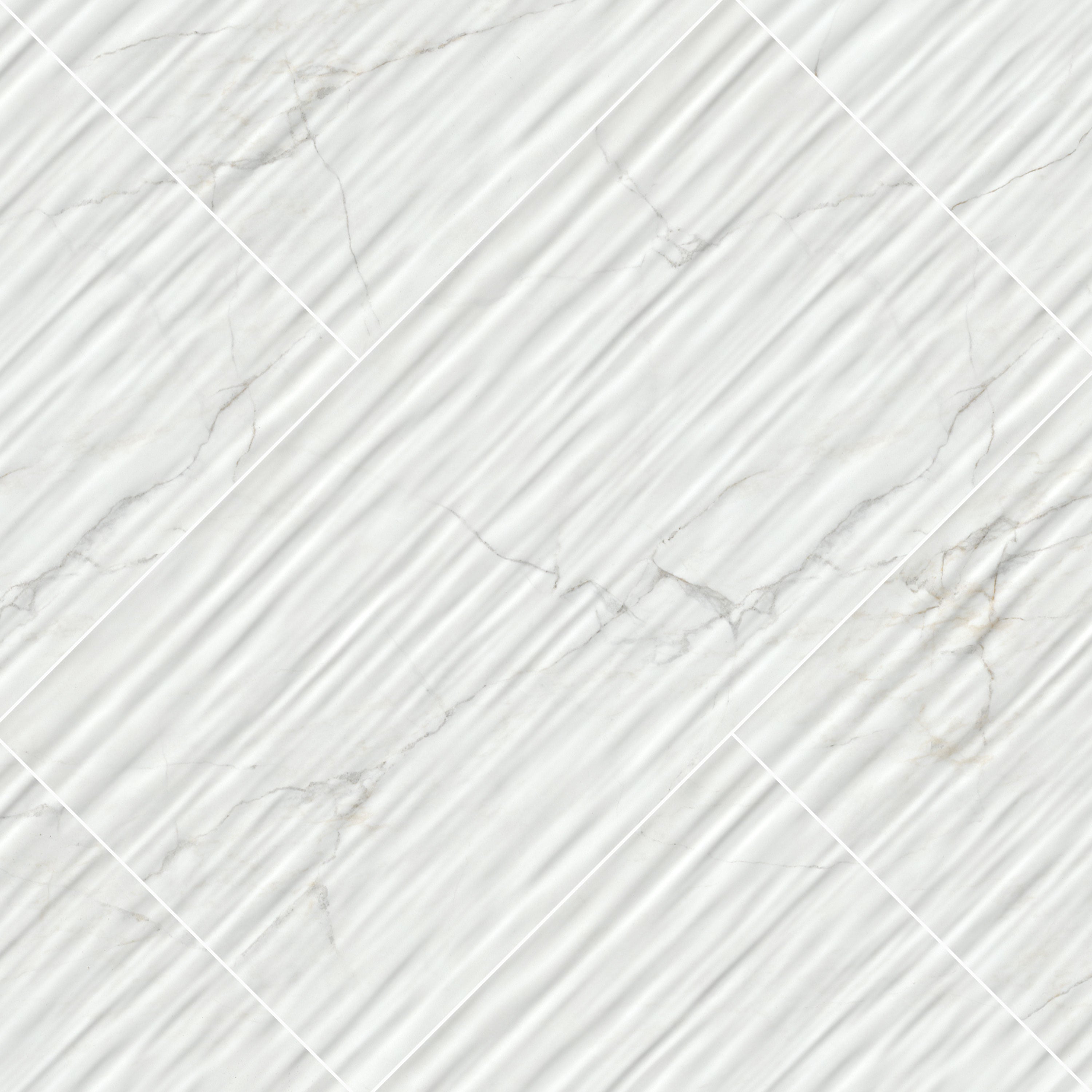 Dymo Calacatta White Stripe Glossy 12x24 Ceramic Wall Tiles