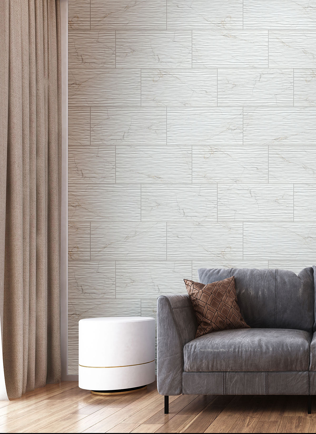 Dymo Calacatta White Stripe Glossy 12x24 Ceramic Wall Tiles