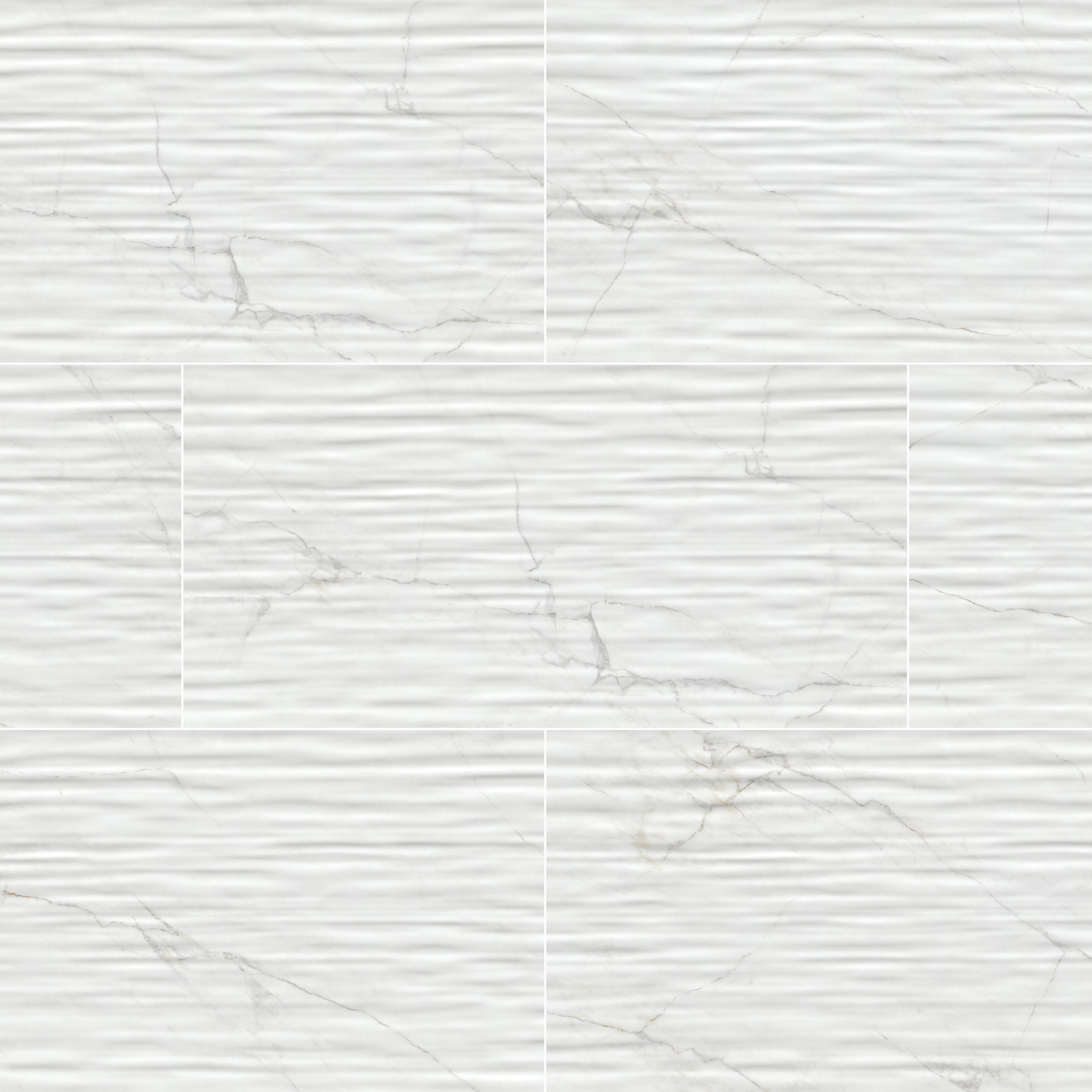 Dymo Calacatta White Stripe Glossy 12x24 Ceramic Wall Tiles