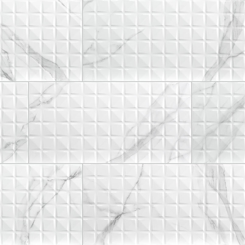 Dymo Statuary White Chex 12x24 Glossy Ceramic Wall Tiles