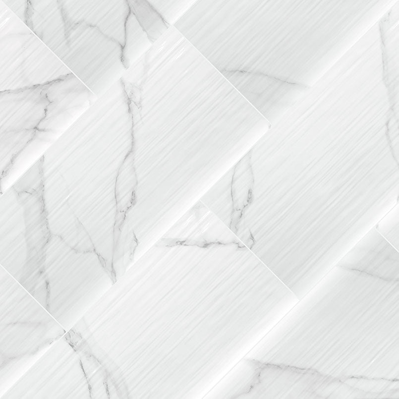 Dymo Statuary White Stripe 12x24 Glossy Ceramic Wall Tiles