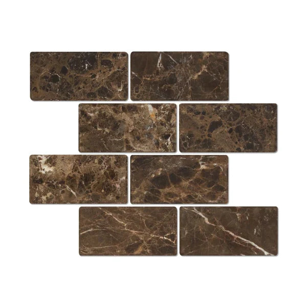 Emperador Dark Marble Tile 3 x 6 Tumbled