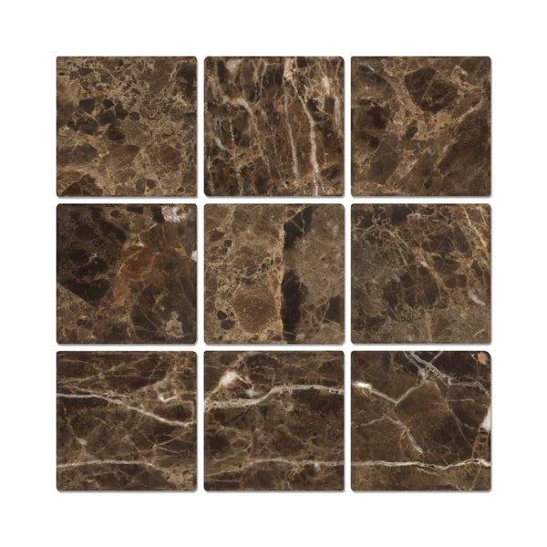 Emperador Dark Marble Tile 4 x 4 Tumbled