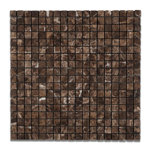 Dark Emperador Tumbled Marble Mosaic Tiles.