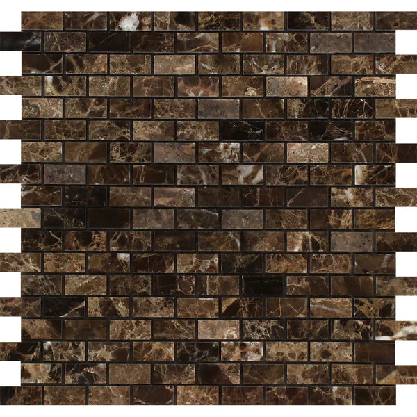 Dark Spanish Mini Brick Mosaic Tiles.