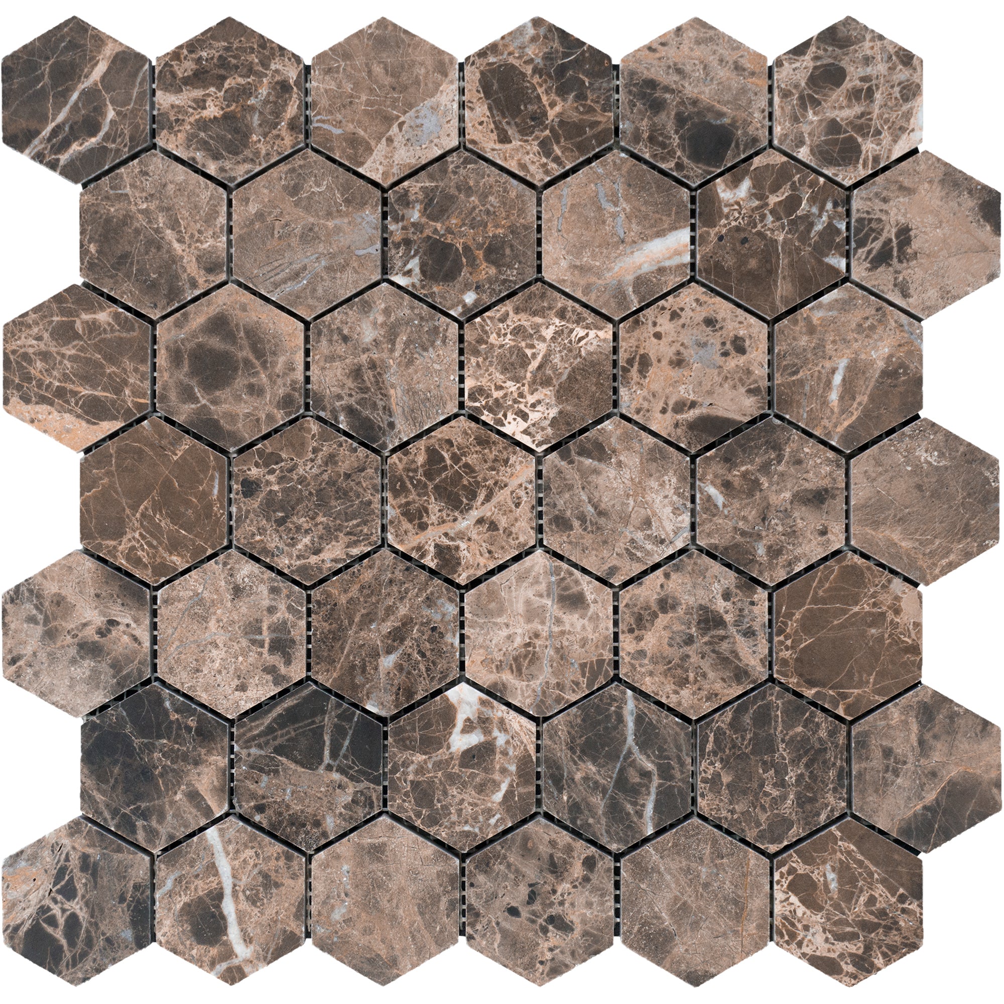 Emperador Dark Hexagon Marble.