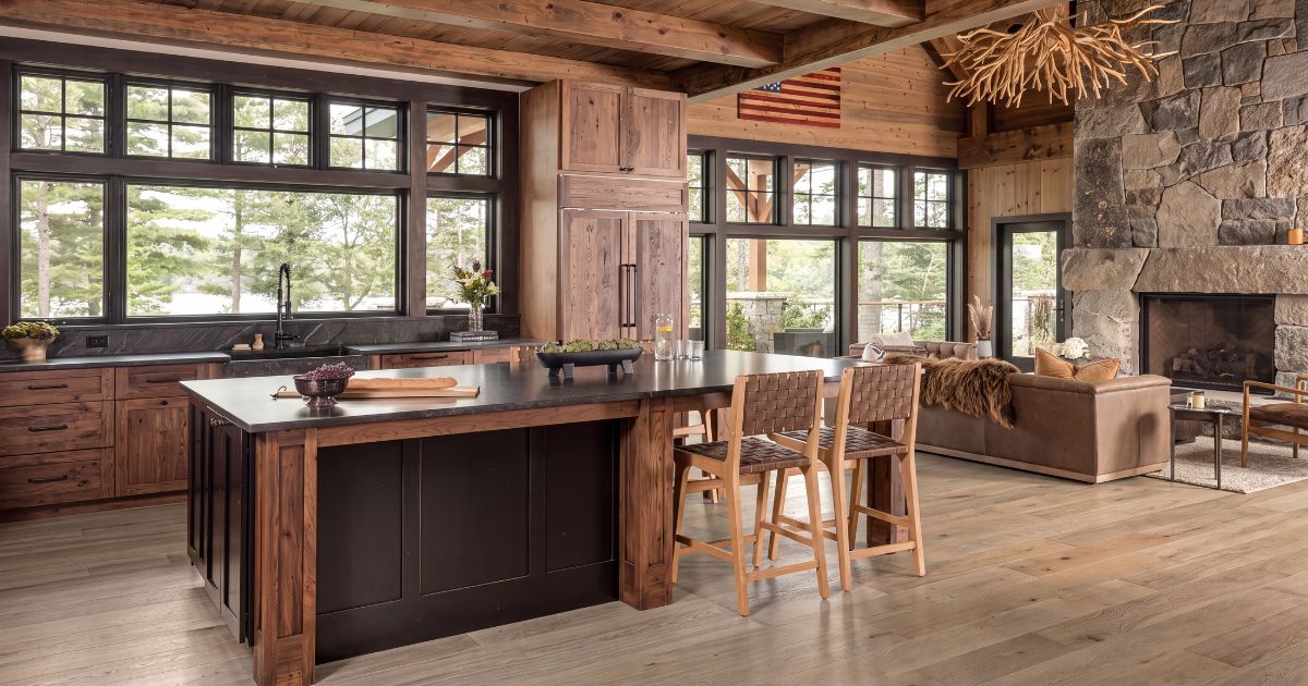 Kitchen tile idea: Deck Day 6 x 36 - light wood-look kitchen floor tile in a styled kitchen