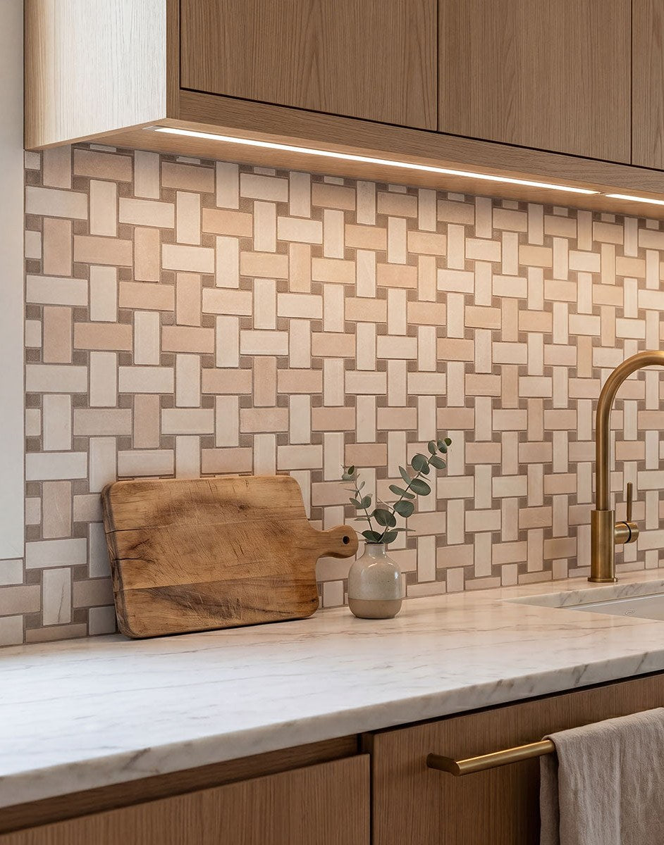 Basketweave pattern tile
