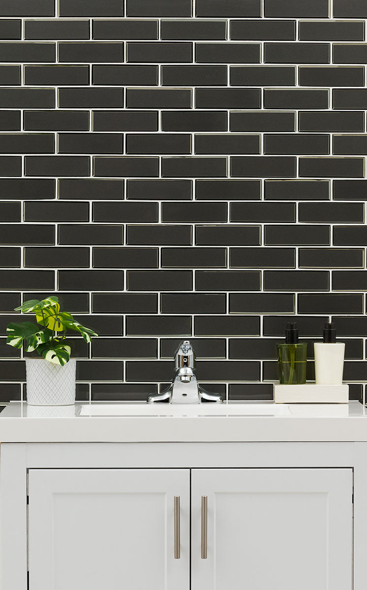 METALLIC GRAY BEVEL SUBWAY TILE GLOSSY  - 2x6