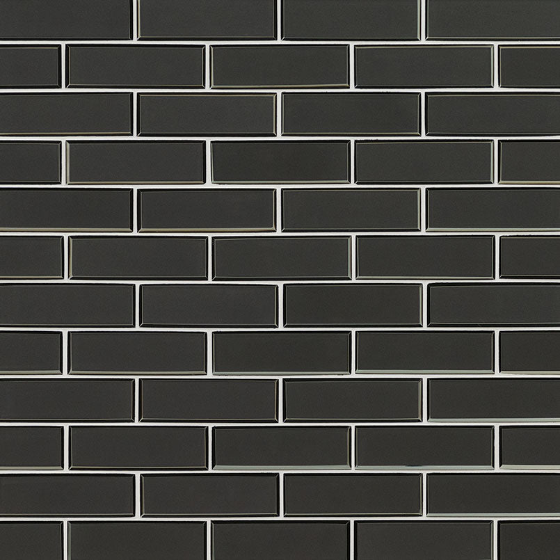 METALLIC GRAY BEVEL SUBWAY TILE GLOSSY  - 2x6
