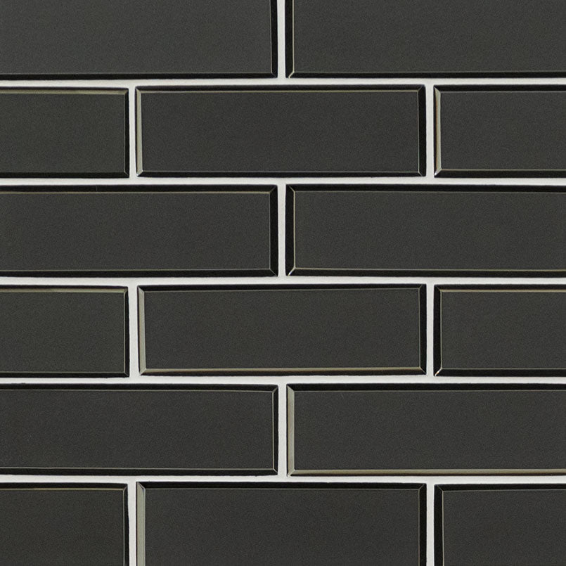METALLIC GRAY BEVEL SUBWAY TILE GLOSSY  - 2x6