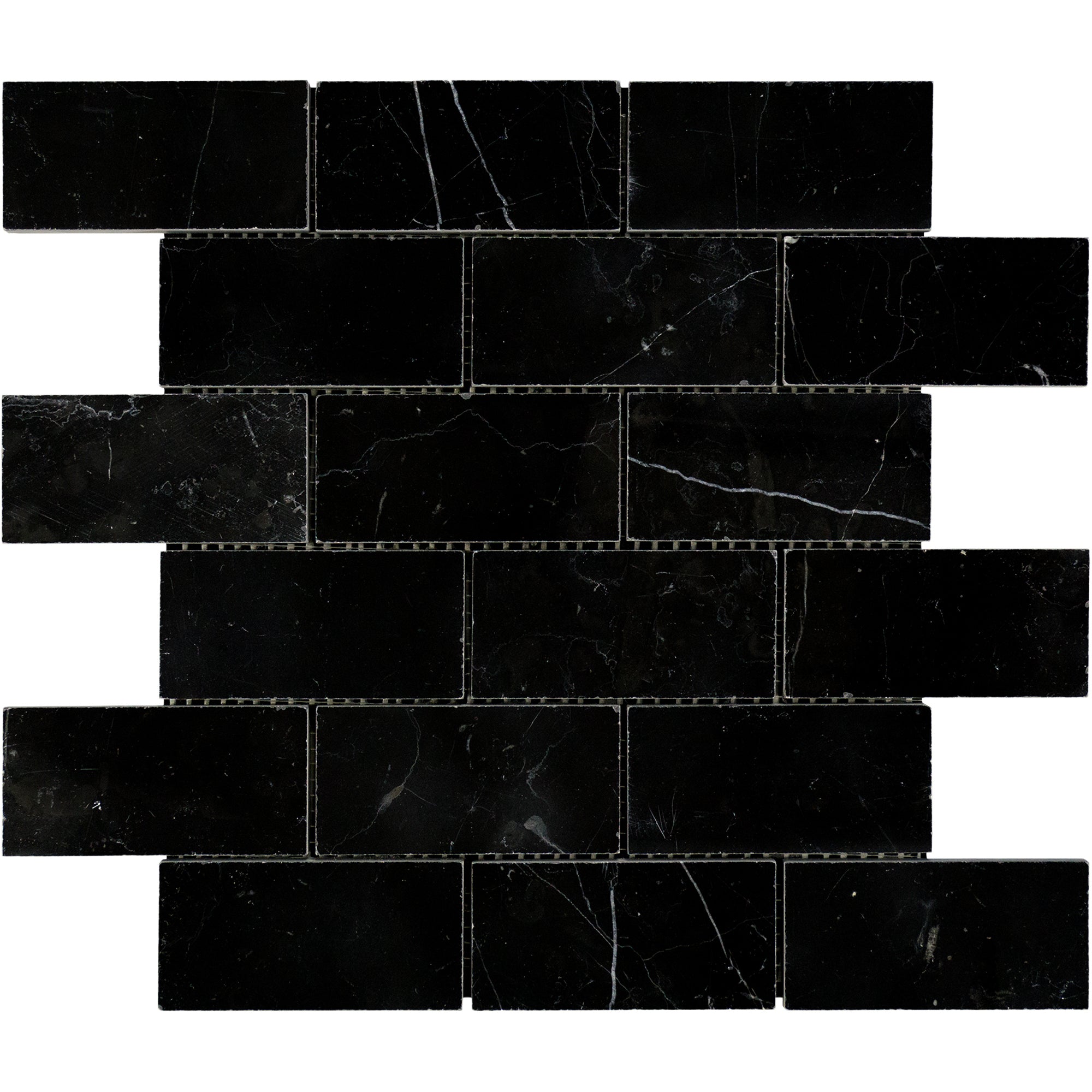 Brick Mosaic Nero Marquina Tile.