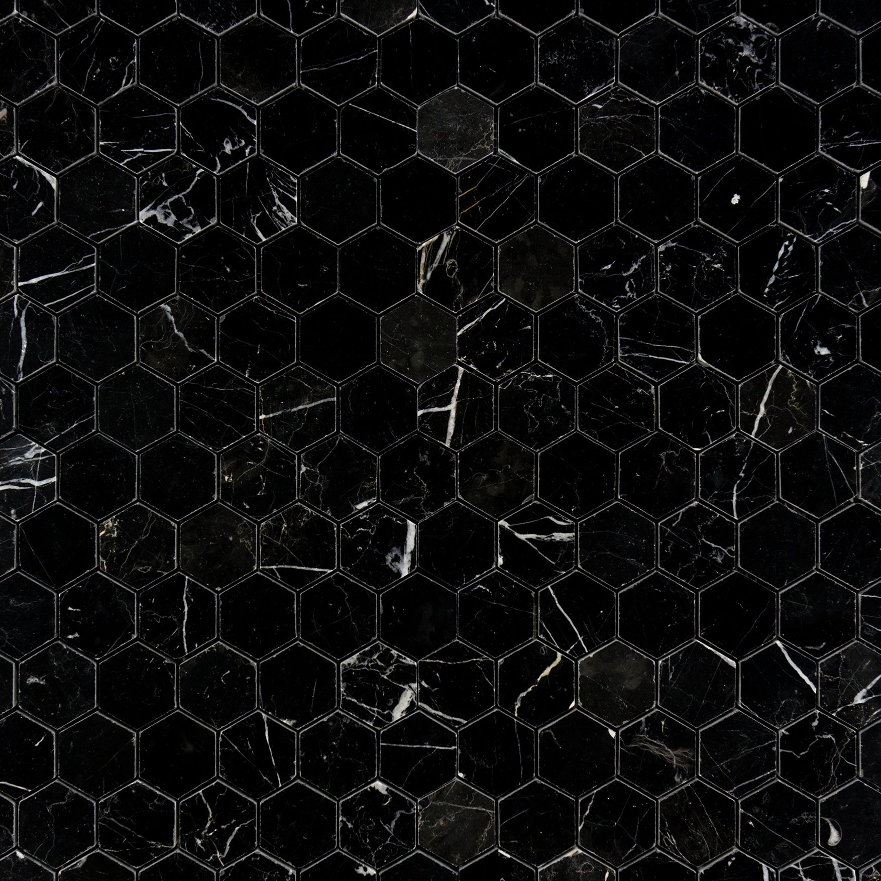 Nero Marquina Hexagon 2" Mosaic