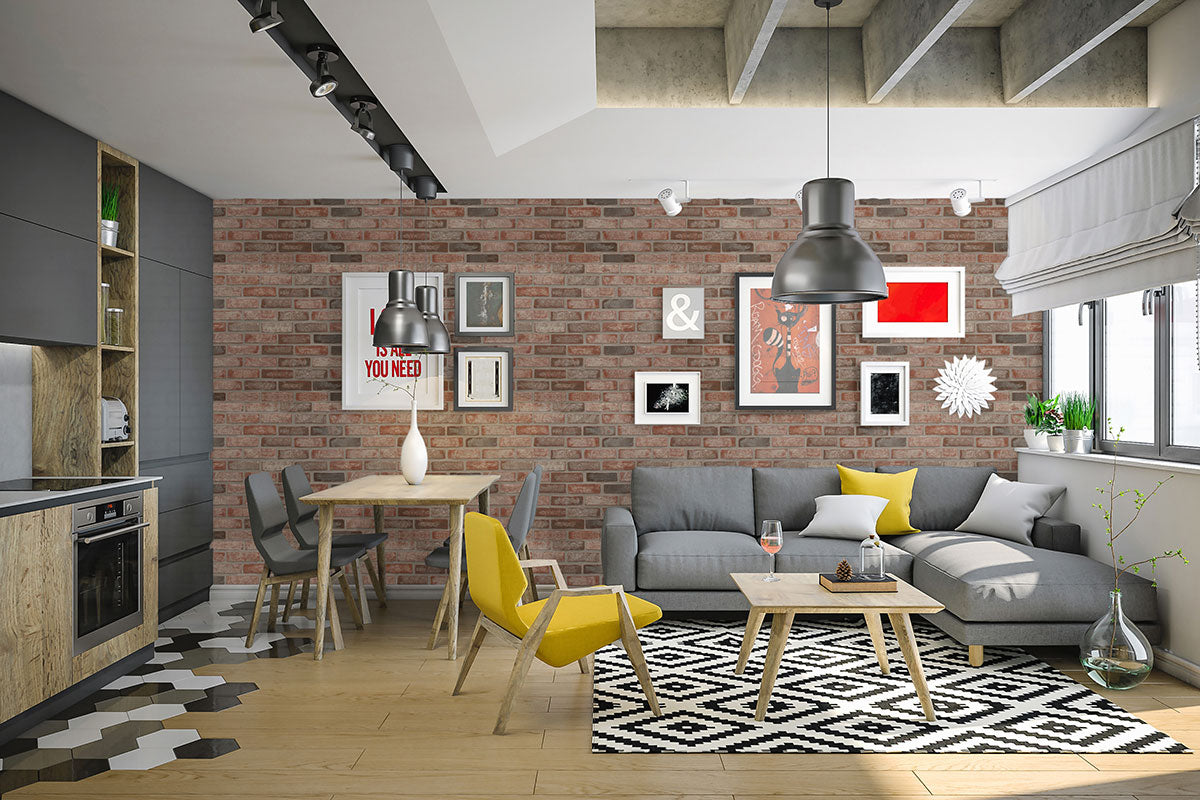 NOBLE RED CLAY BRICK HERRINGBONE 2.25X7.5 Tumbled  - 2.25x10.75