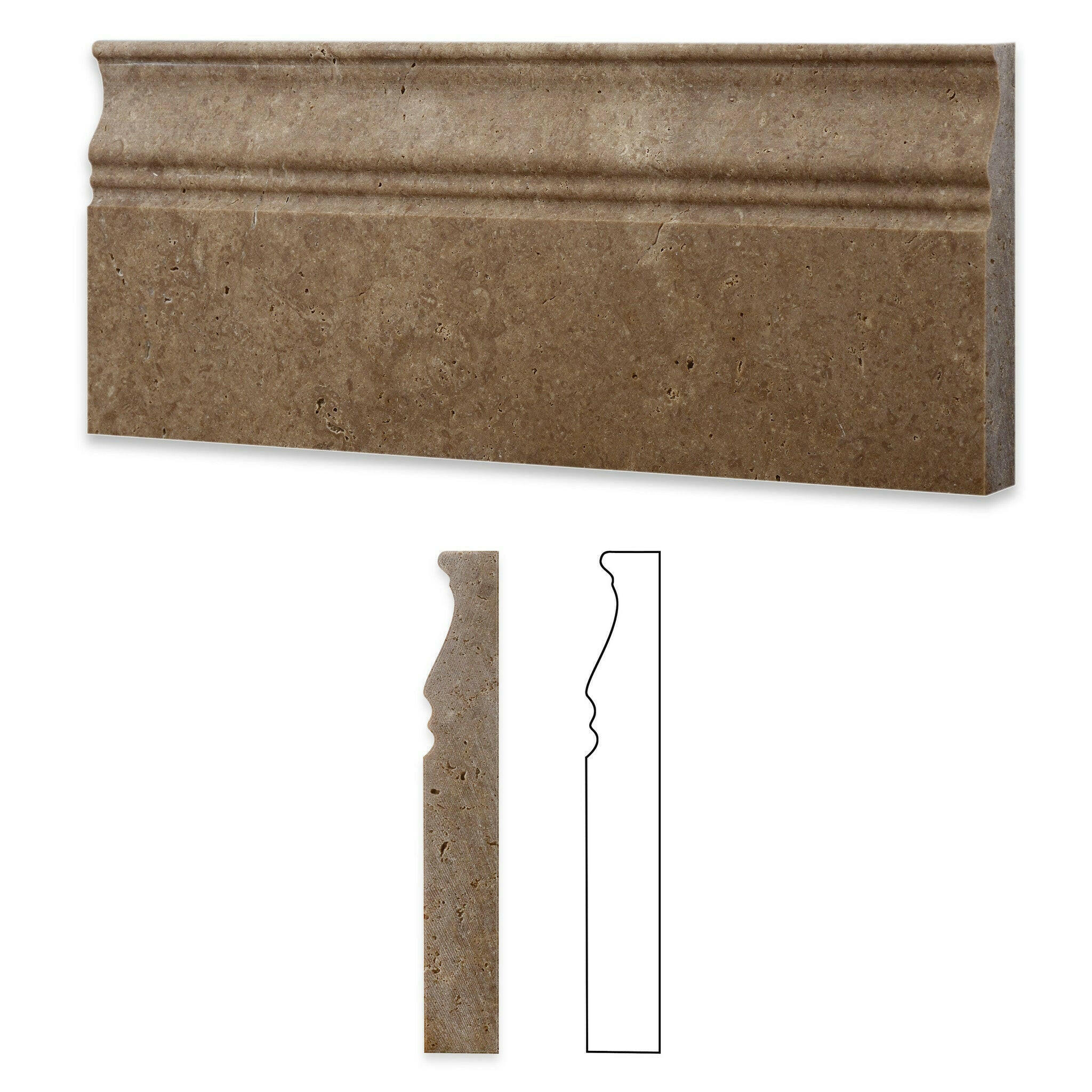 Noce Travertine Honed Baseboard  5"x12"