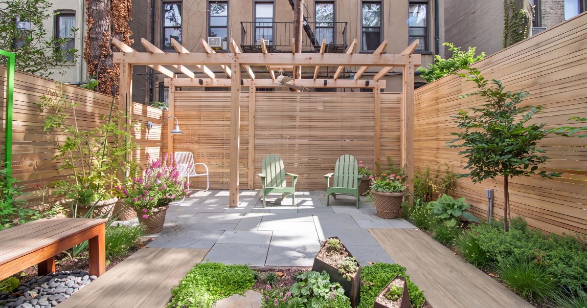 Patio tile idea: Soft Rope 8 x 48 - textured outdoor patio tile ideas in a styled outdoor patio
