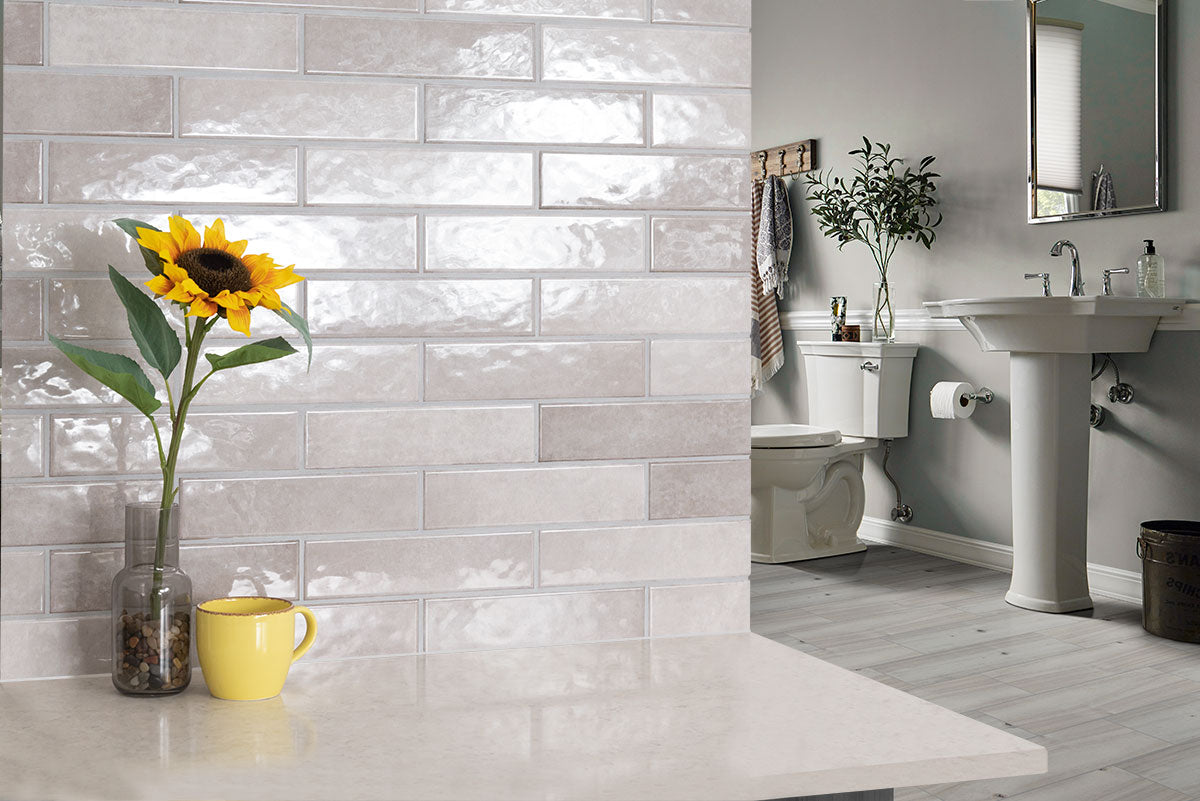 Renzo Sterling 3x12 Glossy Ceramic Tile for Bathrooms Walls