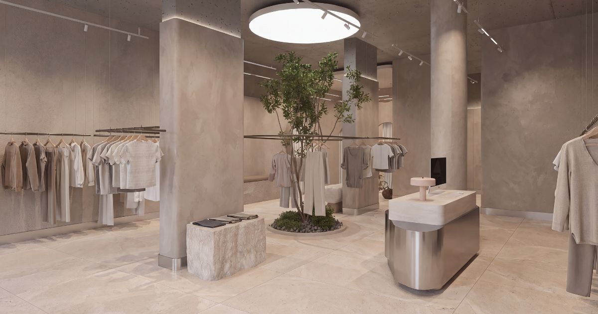 Restaurant and retail tile idea: Tune Ivory 48 x 48 - warm ivory restaurant floor tile ideas in a commercial space