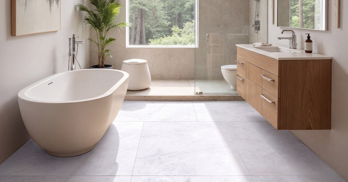 Shower tile idea: Archisalt Flower Of Salt Cross 48 x 48 - large format textured shower wall tile in a styled shower