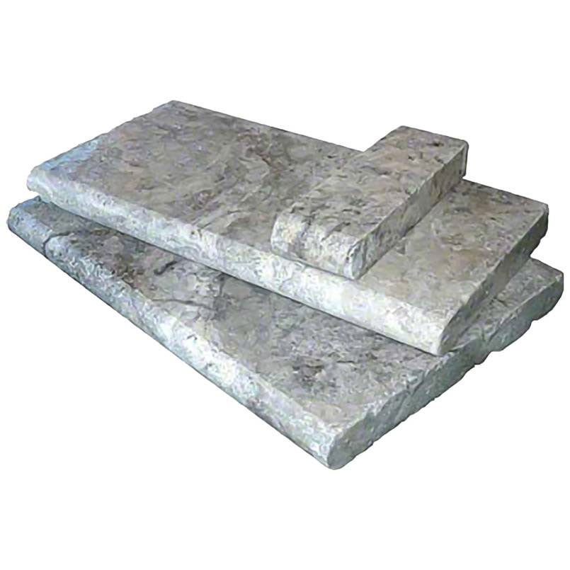 Tuscany Silver Travertine Tumbled Paver, 16 x 16 x 3 cm