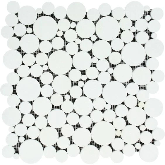 Oriental White Bubbles Mosaic Tiles.