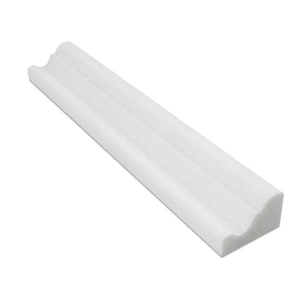 Thassos White marble crown molding with a sleek, classic design.