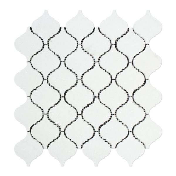 Cream Arabesque Glass Tiles.