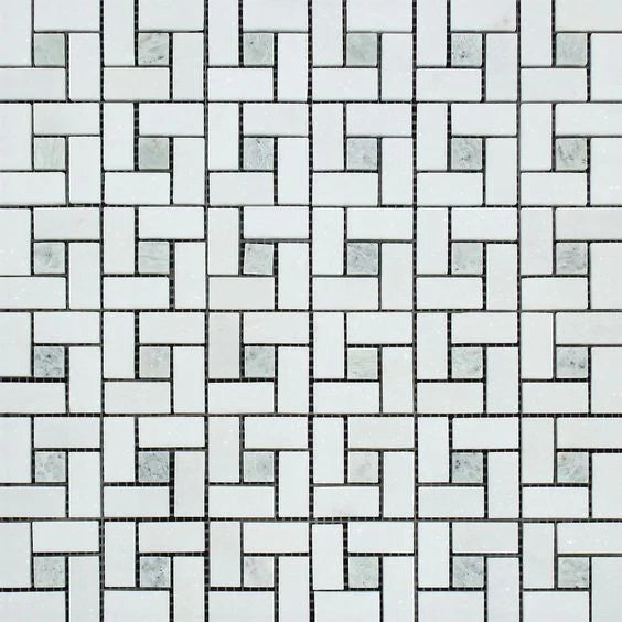 Adex White Pinwheel Ceramic Tiles.