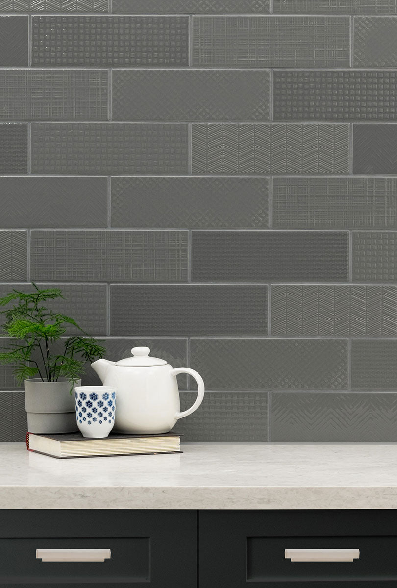 URBANO GRAPHITE 3D MIX TILE Glossy  - 4x12BN