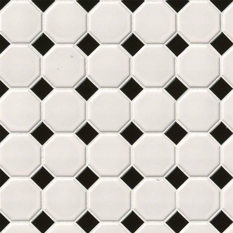 White And Black Octagon Tile Matte 2OCTM