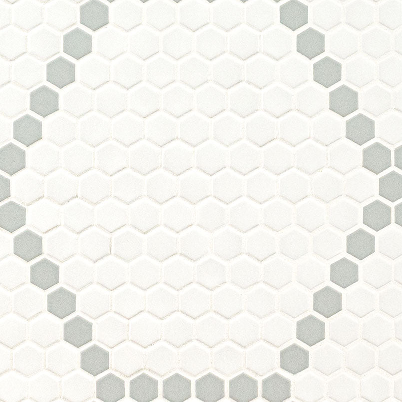 WHITE AND GRAY HIVE PATTERN MATTE Matte  - 1" Hexagon