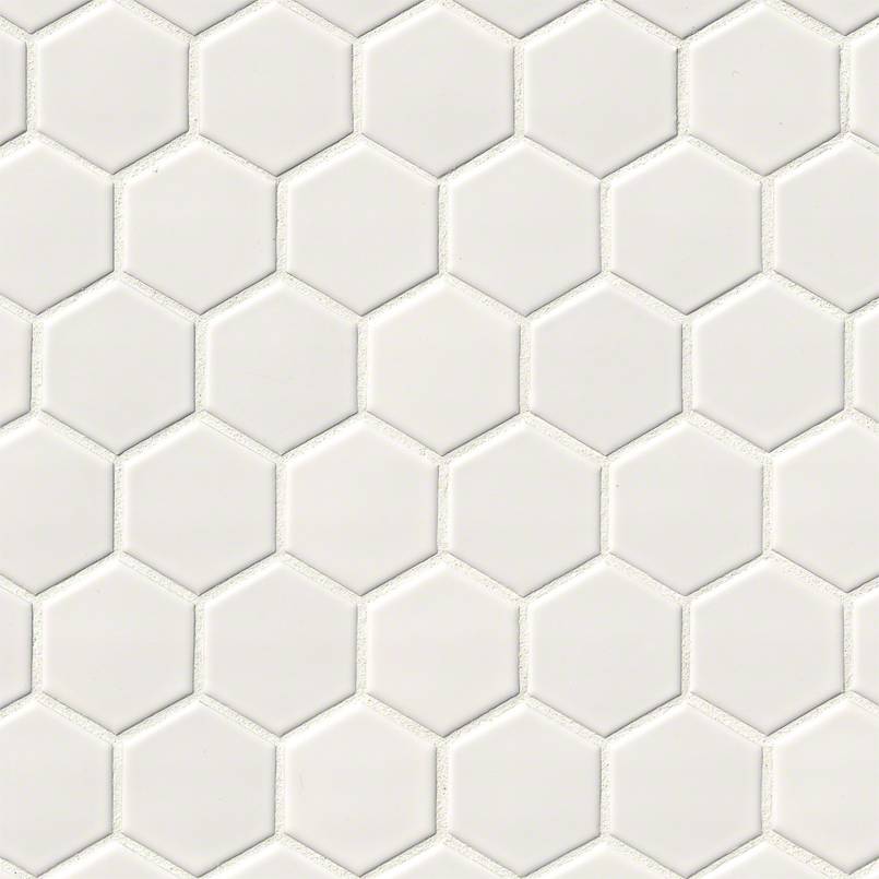 White 2 Hex Tile Glossy 2 x 2